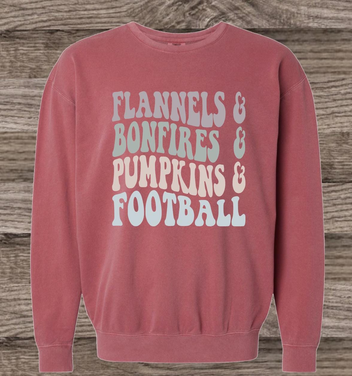 Flannels, Bonfires, Pumpkins & Football Sweatshirt, Fall Shirt, Halloween Shirt